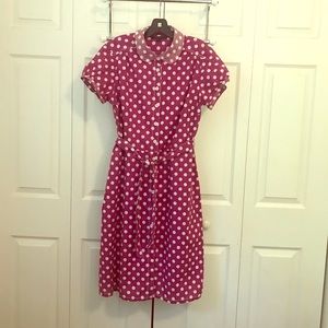 Boden  fit n flare polka dot purple dress US12